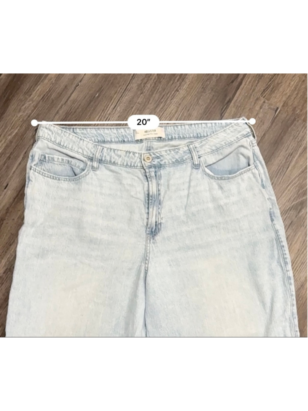 Hollister Women’s Ultra High-Rise Baggy Jeans Sz 18L Light Wash Wide Leg Cropped - Picture 5 of 9